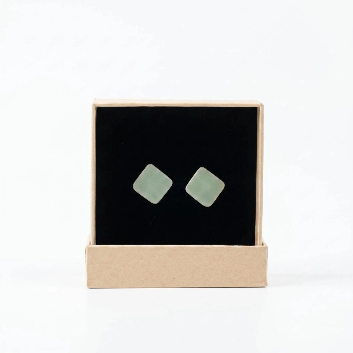 Soft Celadon Square Ceramic Studs
