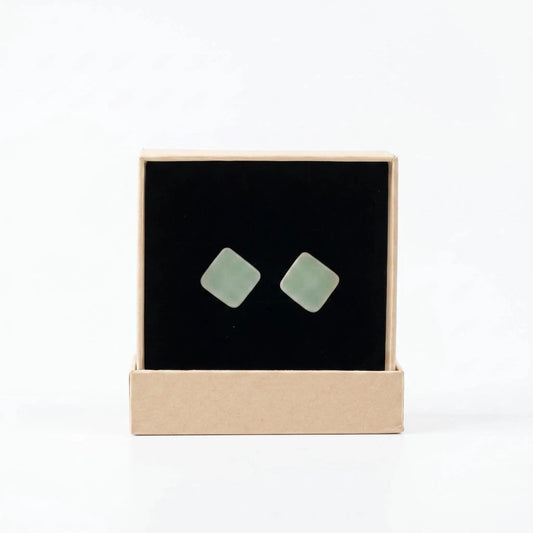 Soft Celadon Square Ceramic Studs