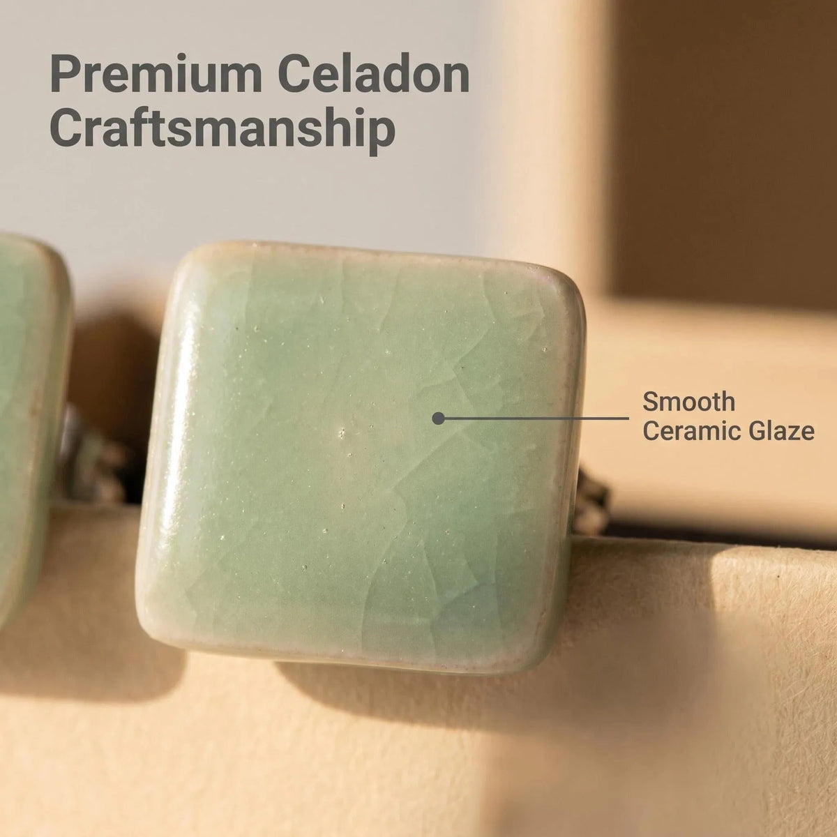 Soft Celadon Square Ceramic Studs