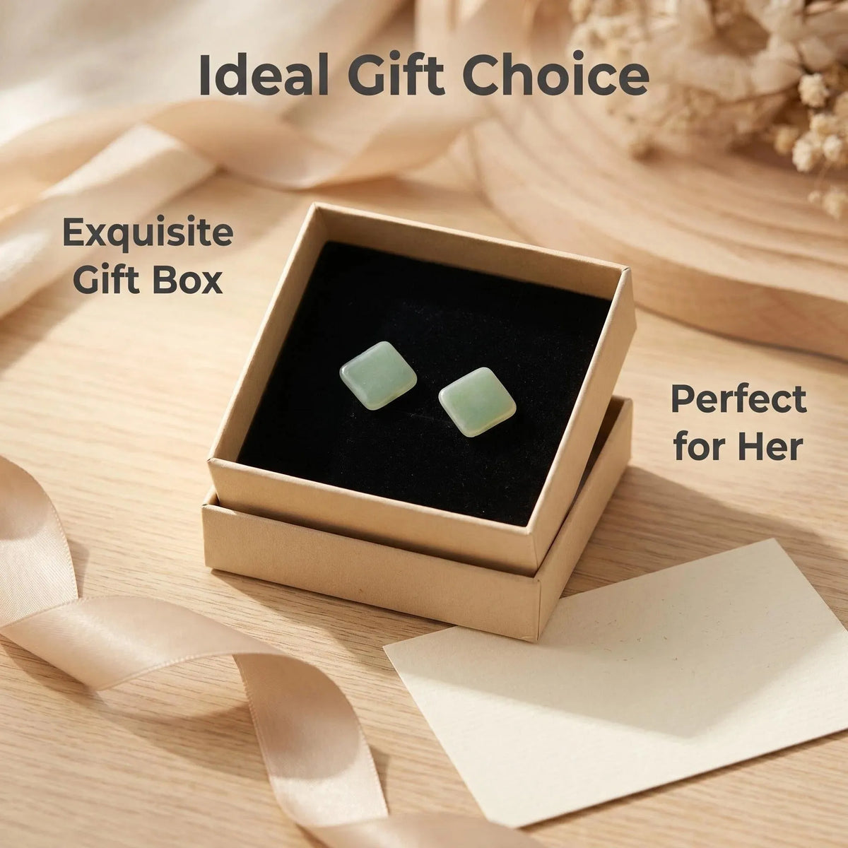 Soft Celadon Square Ceramic Studs