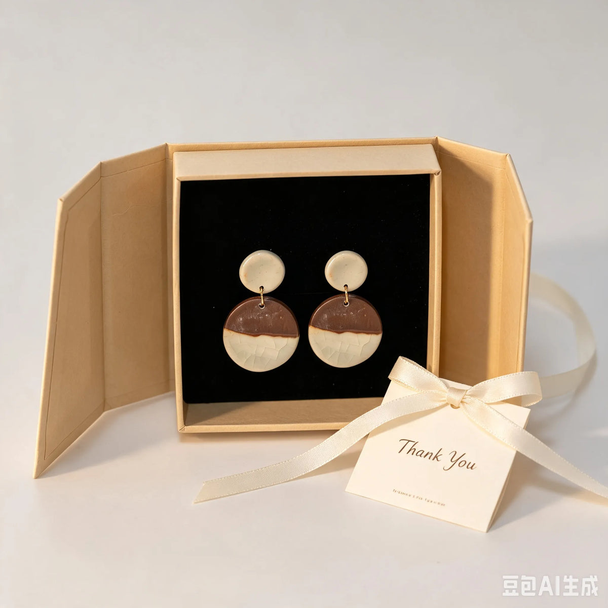 Two-Tone Crackle Circle Drop Ceramic Earrings