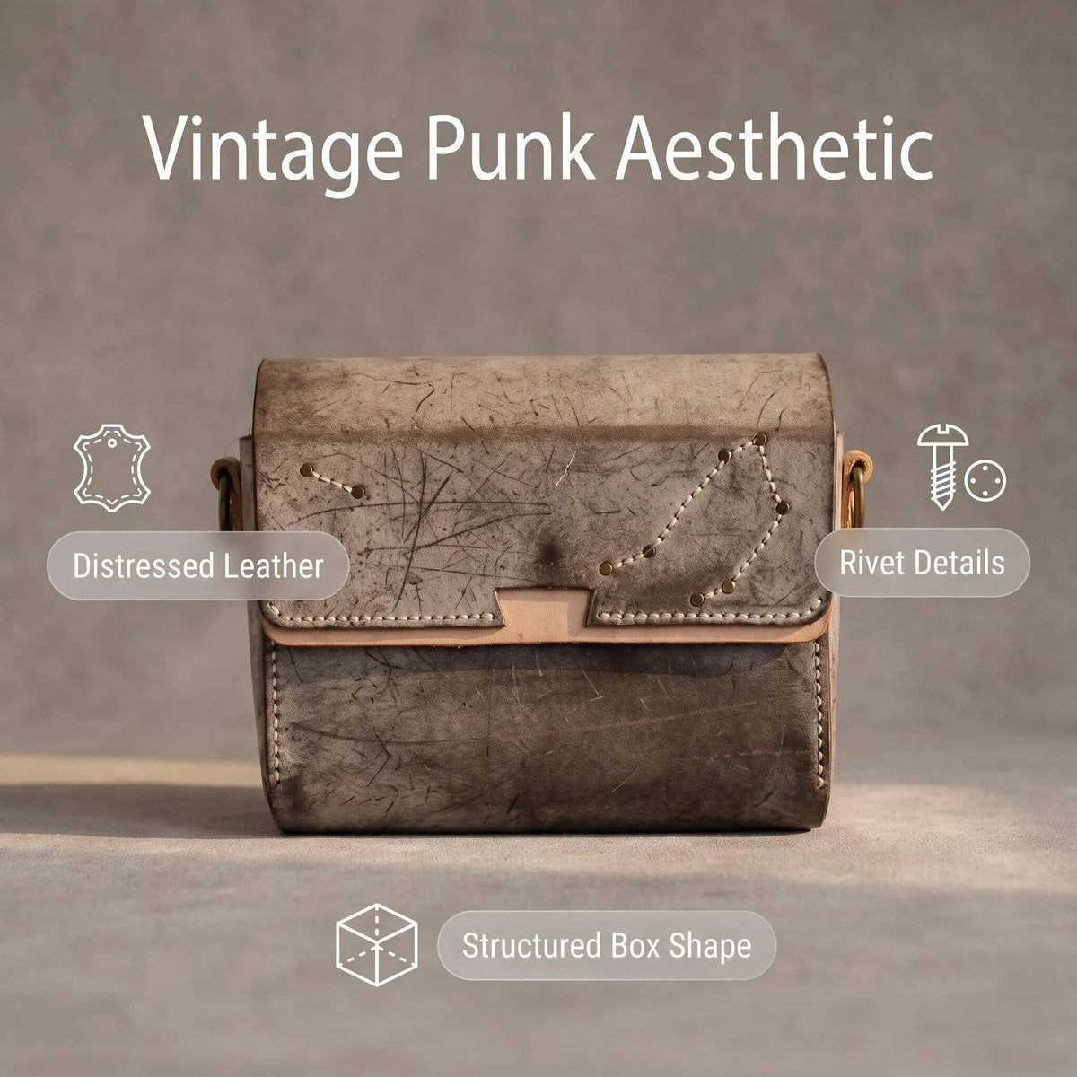 Vintage Grey Starry Sky Leather Crossbody Bag