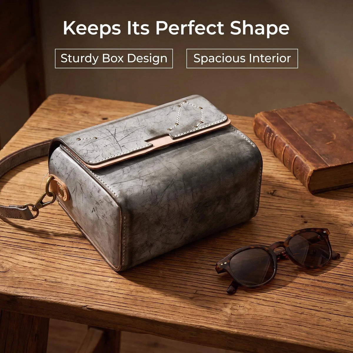 Vintage Grey Starry Sky Leather Crossbody Bag