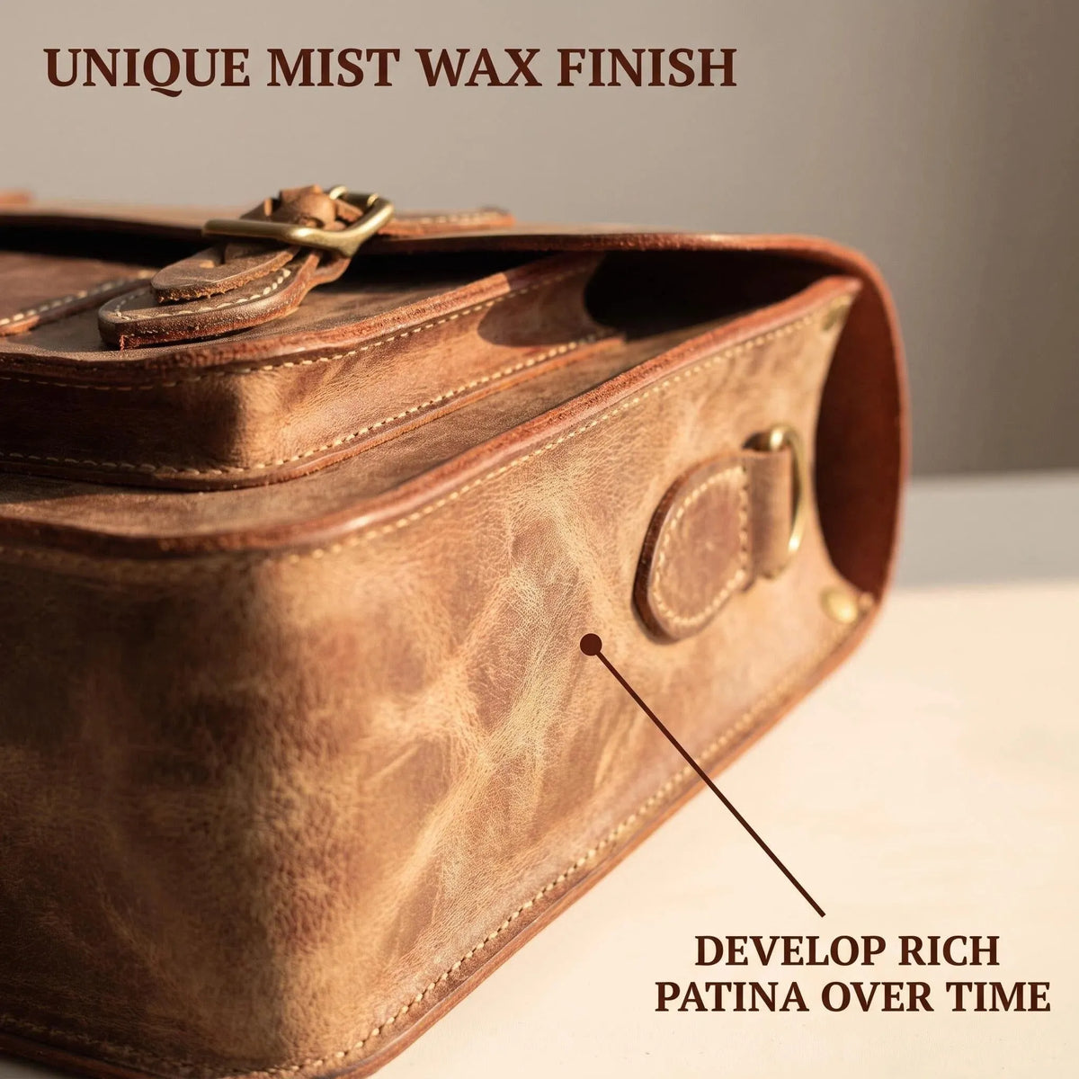 Vintage Mist Wax Leather Large Satchel Bag