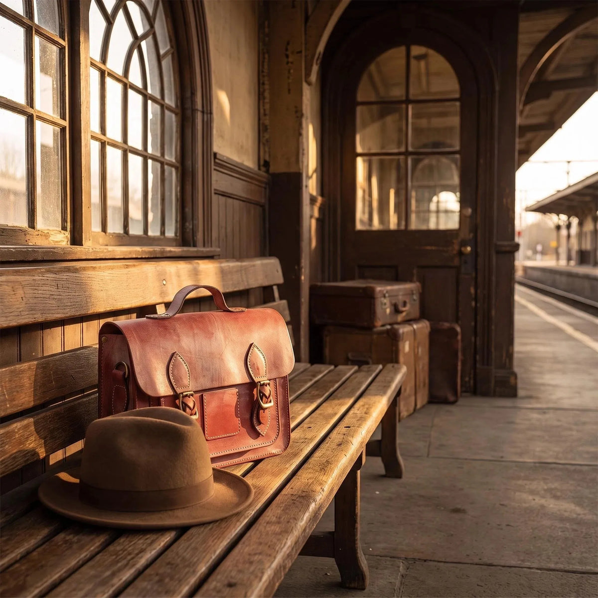Vintage Mist Wax Leather Large Satchel Bag