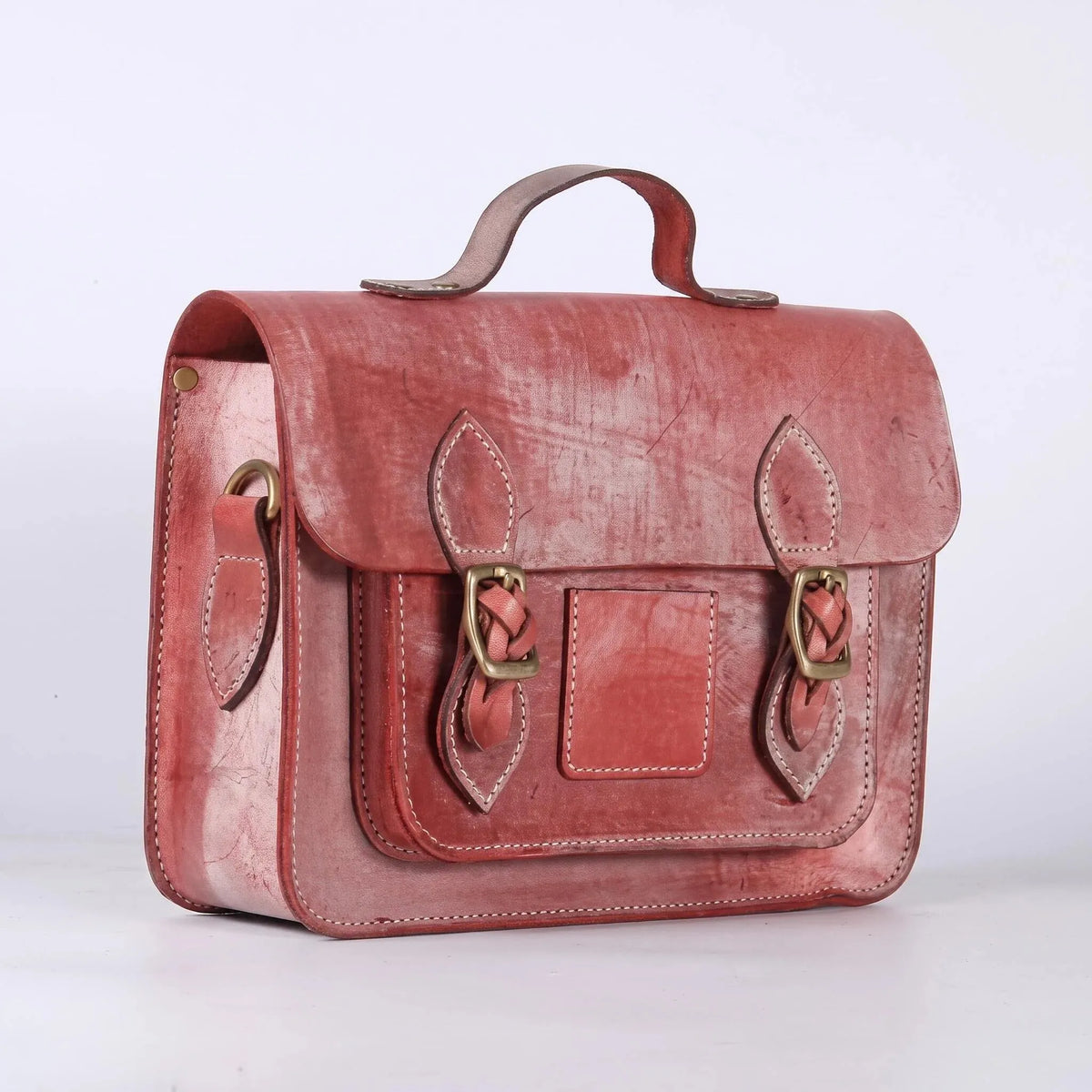 Vintage Mist Wax Leather Large Satchel Bag