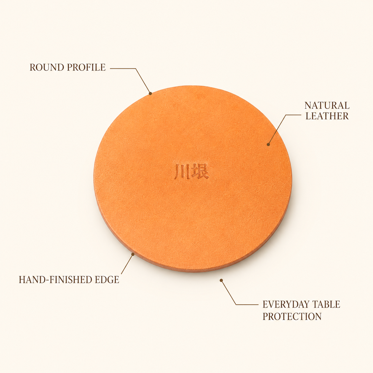 Round Vegetable Tanned Leather Coaster