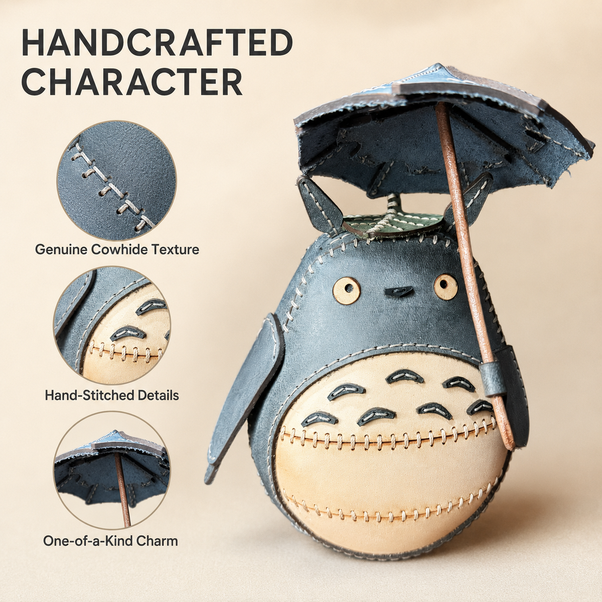 Cute Umbrella Totoro Cowhide Decor Ornament