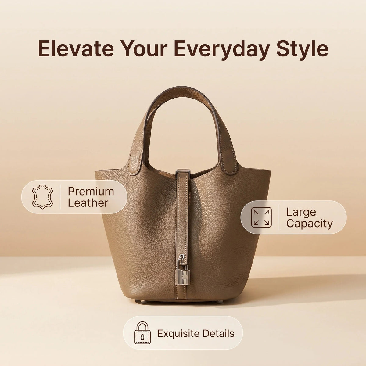 Pebbled Full Grain Leather Basket Tote